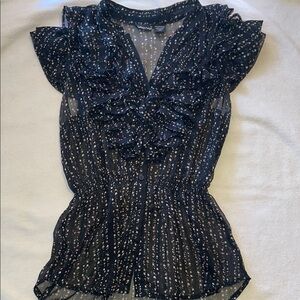 Fashion Web Y2K Polka dot Ruffle Sheer Blouse medium